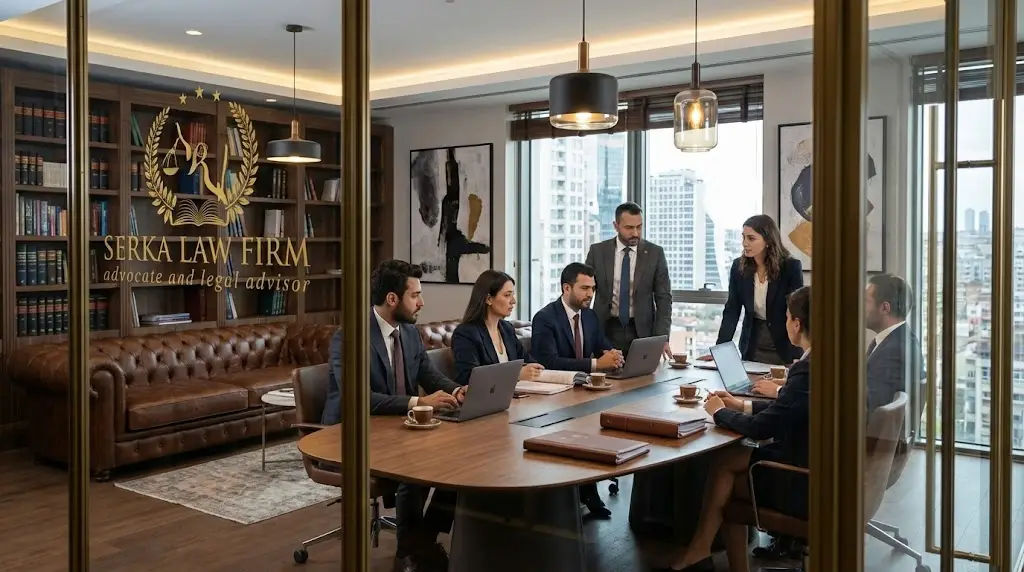 Serka Law Firm multilingual legal team in a cross-border client meeting at the office.