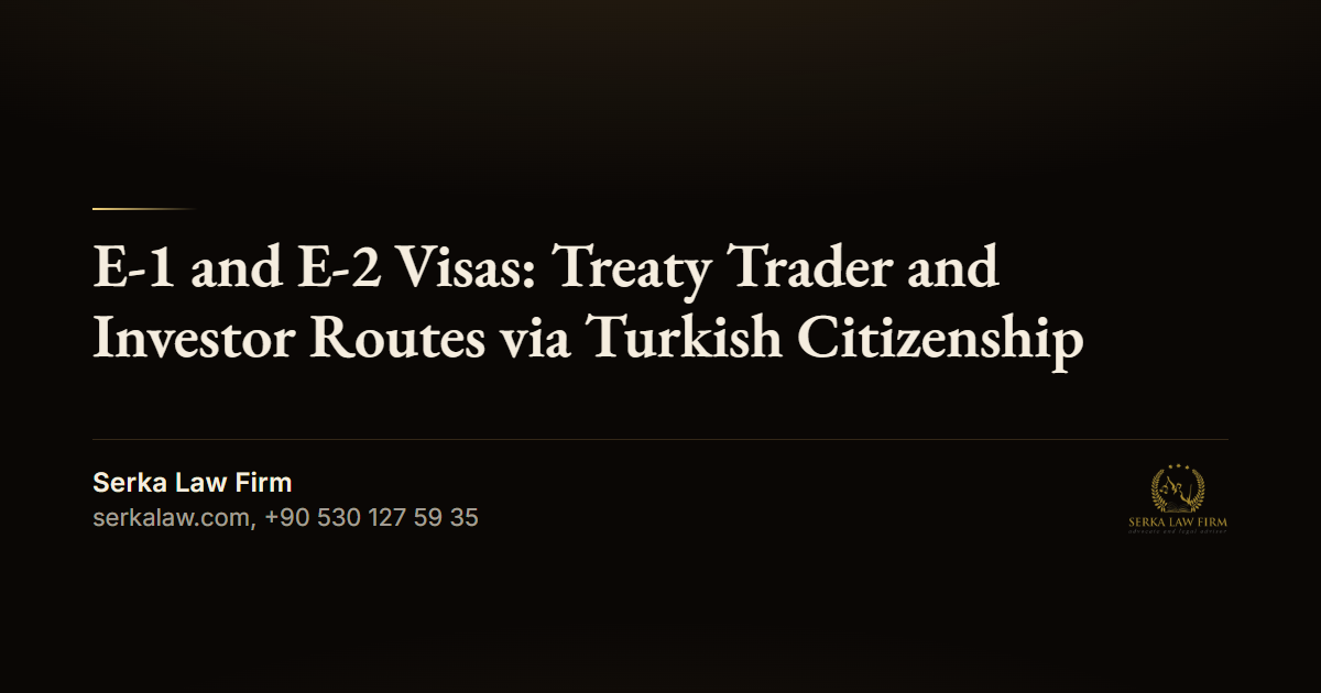 E-1 and E-2 Visas: Treaty Trader and Investor Routes via Turkish Citizenship