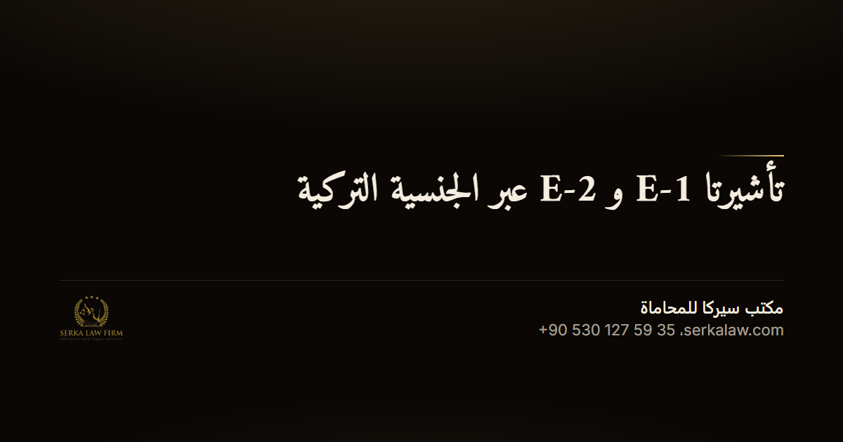 تأشيرتا E-1 و E-2 عبر الجنسية التركية